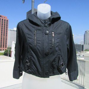 Gladith black cotton blend hooded crop jacket  40/M